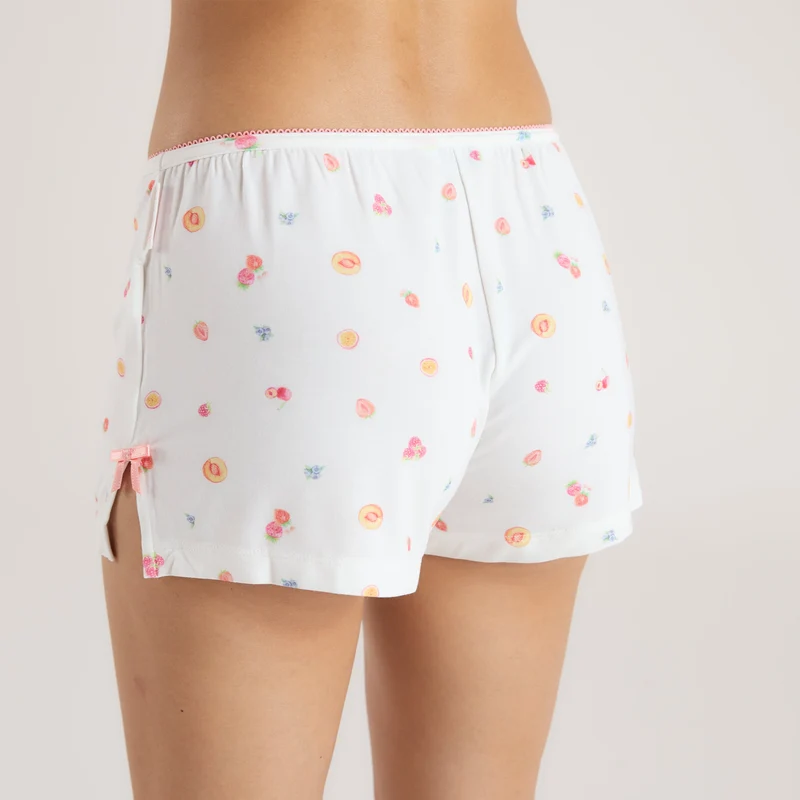 Modal Pyjama Shorts - Witte Fruitprint