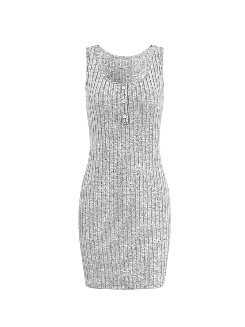 Elegante damesjurk en vest met ribstof en knoopsluiting, licht elastisch.