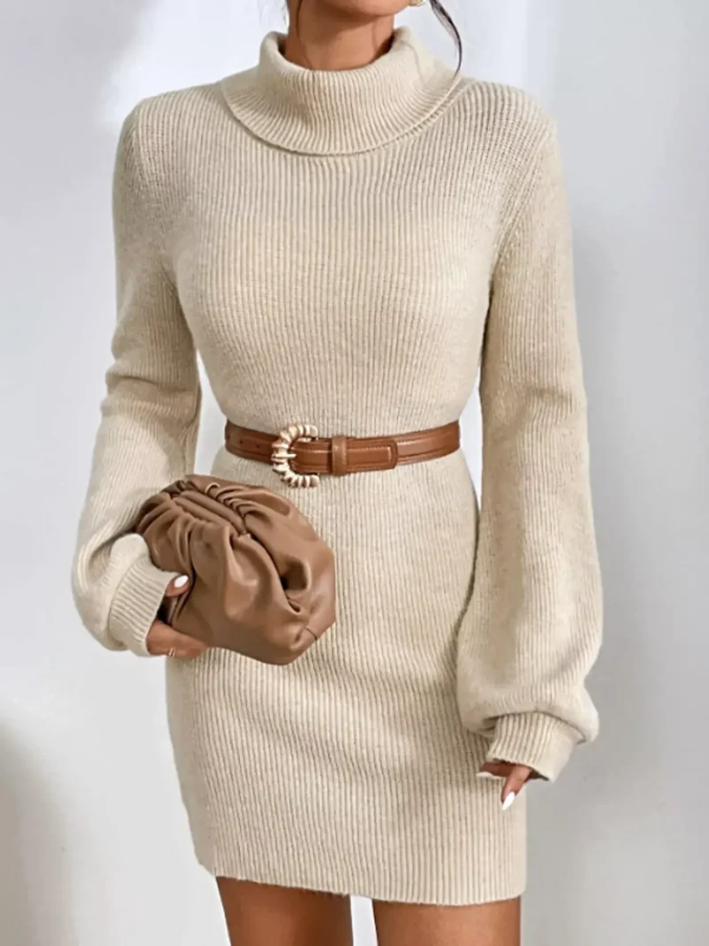 Damestrui met geribbelde col - Stretchgebreid voor een elegante stijl in de winter.