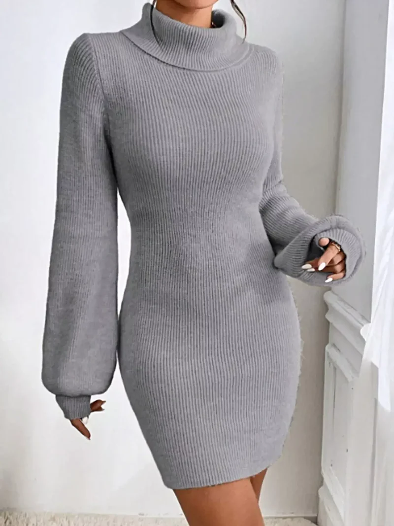Damestrui met geribbelde col - Stretchgebreid voor een elegante stijl in de winter.