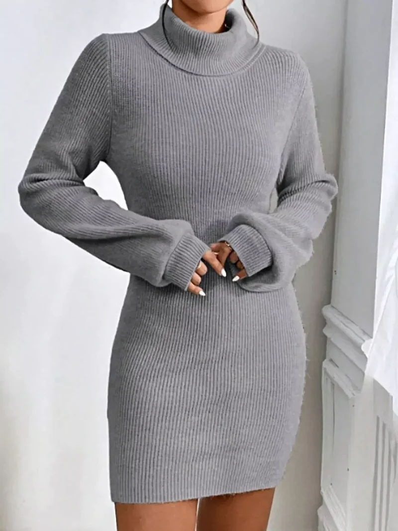 Damestrui met geribbelde col - Stretchgebreid voor een elegante stijl in de winter.