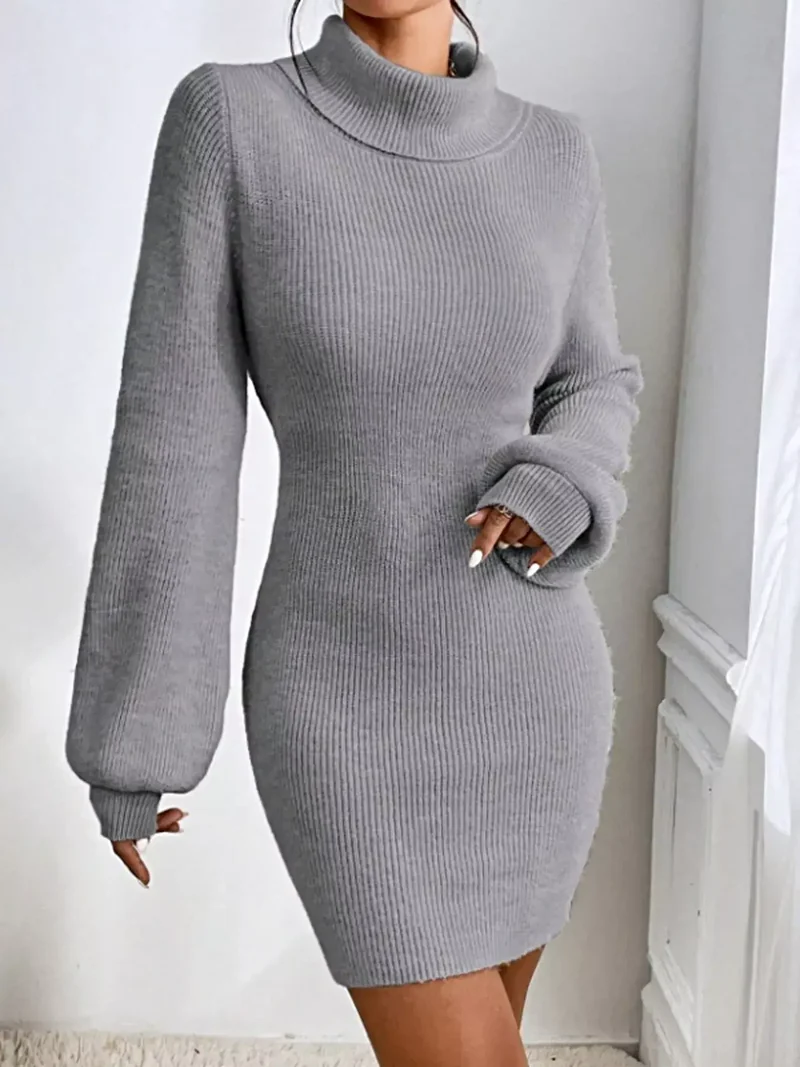 Damestrui met geribbelde col - Stretchgebreid voor een elegante stijl in de winter.