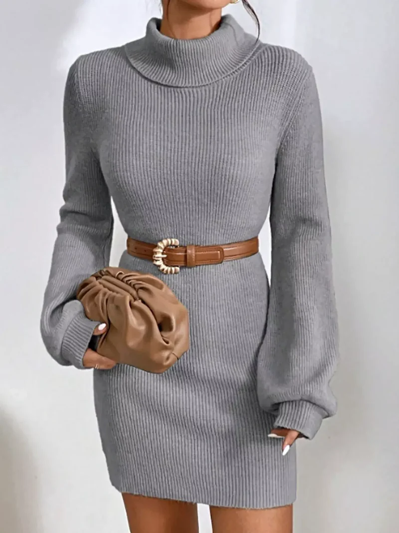 Damestrui met geribbelde col - Stretchgebreid voor een elegante stijl in de winter.