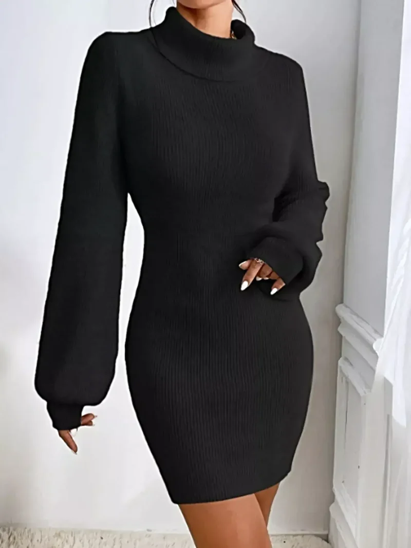 Damestrui met geribbelde col - Stretchgebreid voor een elegante stijl in de winter.
