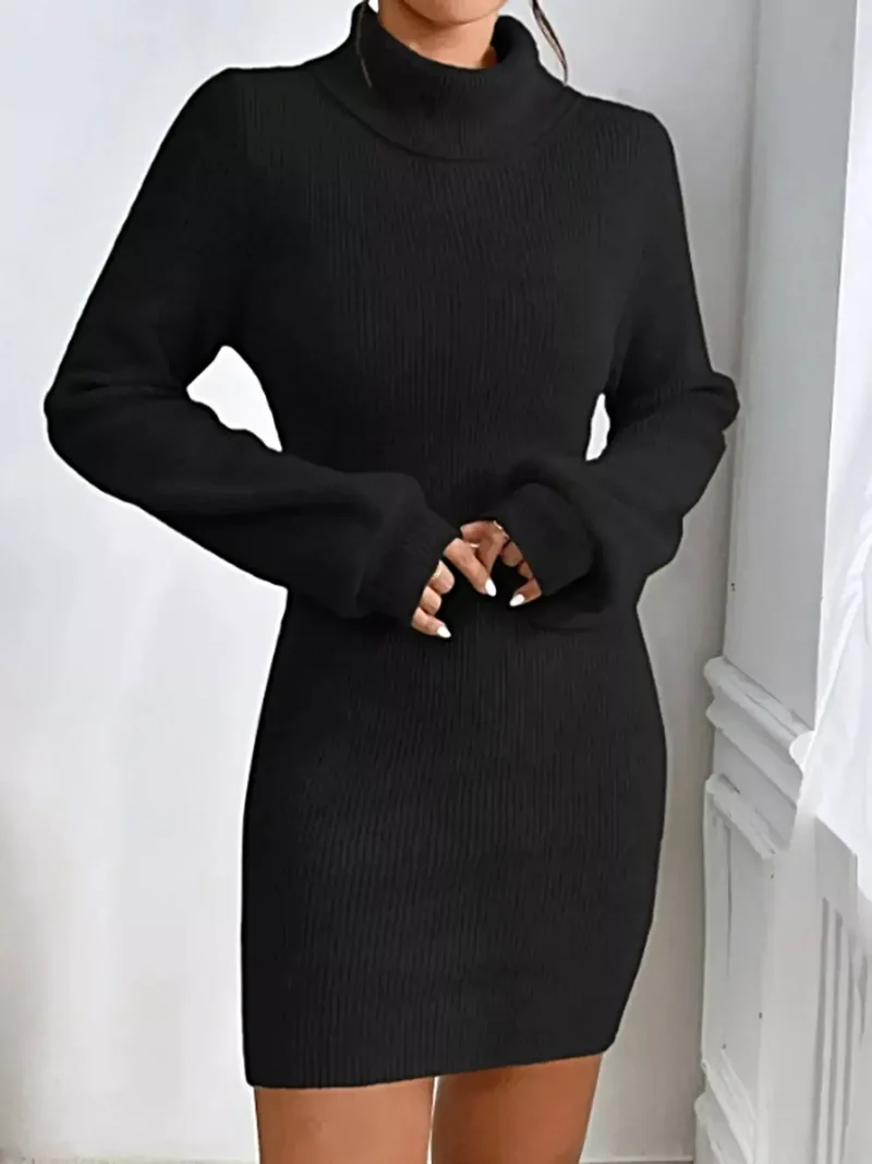 Damestrui met geribbelde col - Stretchgebreid voor een elegante stijl in de winter.