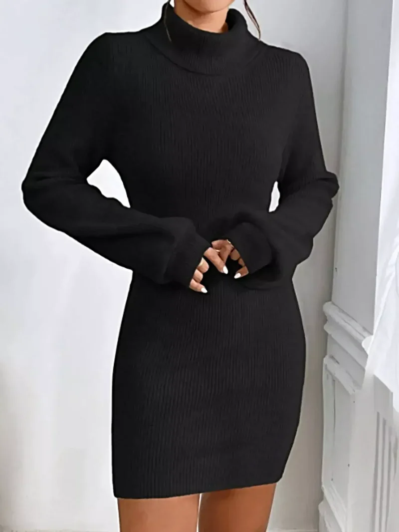 Damestrui met geribbelde col - Stretchgebreid voor een elegante stijl in de winter.
