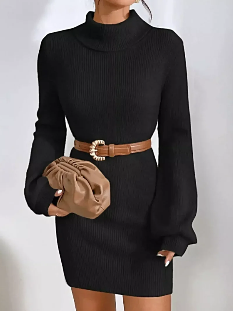 Damestrui met geribbelde col - Stretchgebreid voor een elegante stijl in de winter.