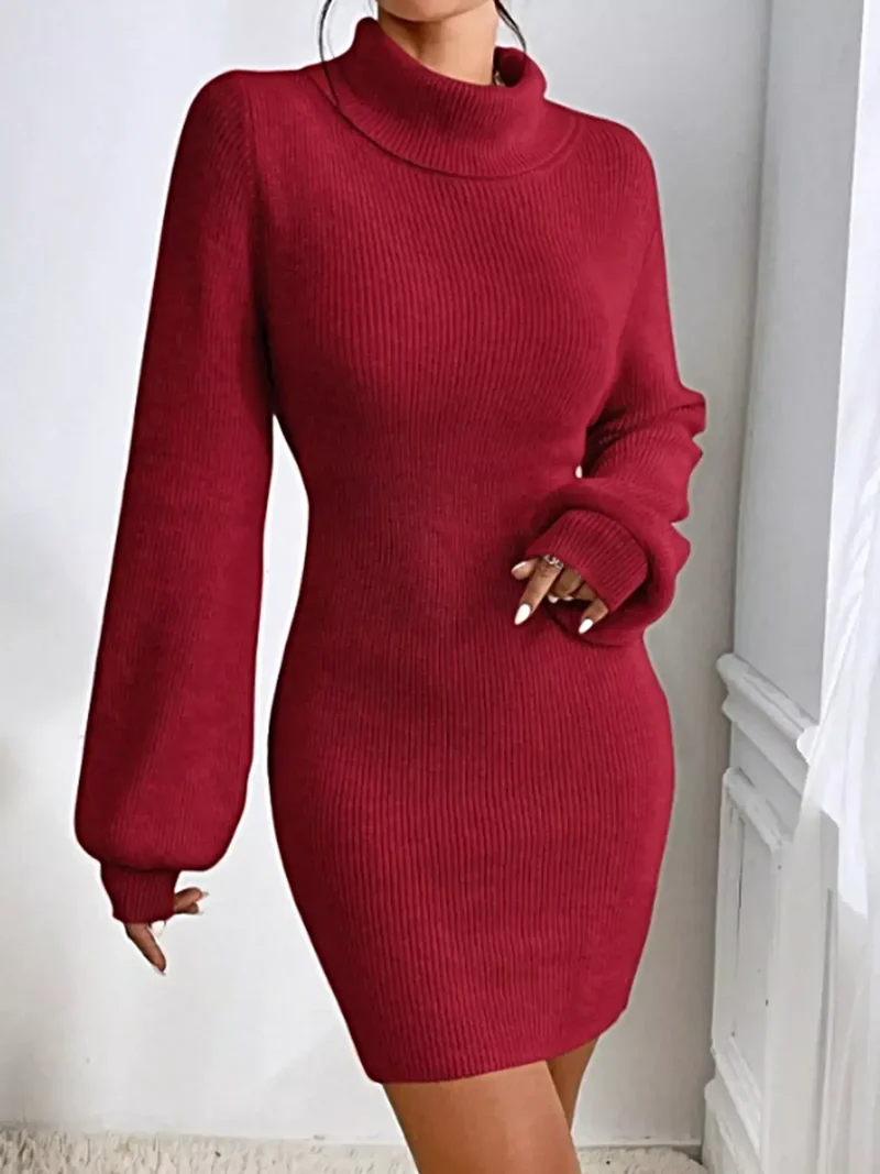 Damestrui met geribbelde col - Stretchgebreid voor een elegante stijl in de winter.
