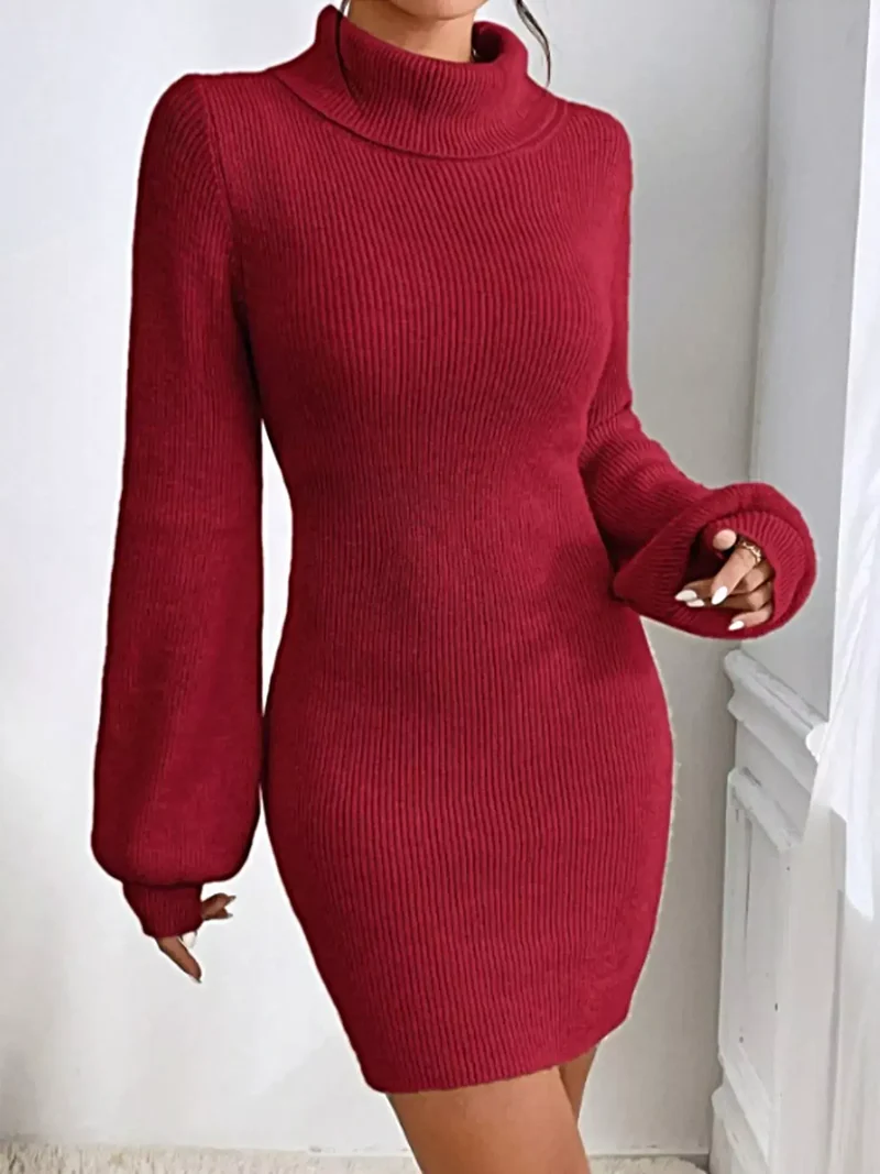 Damestrui met geribbelde col - Stretchgebreid voor een elegante stijl in de winter.