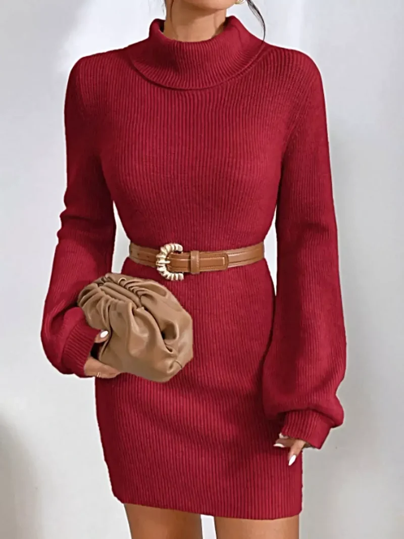 Damestrui met geribbelde col - Stretchgebreid voor een elegante stijl in de winter.