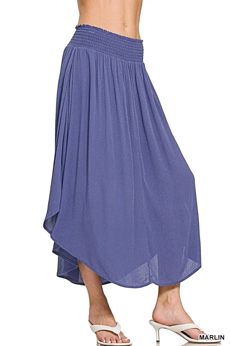 Geweven maxi-rok met kreukeleffect, zakken en een geplooide taille - een moeiteloos stijlvolle essential.
