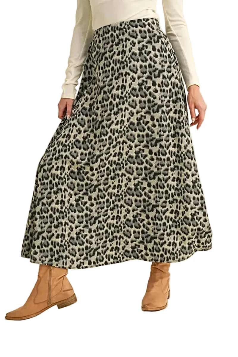Trendy midi-rok met luipaardprint - chique en veelzijdig kledingstuk tot onder de knie.