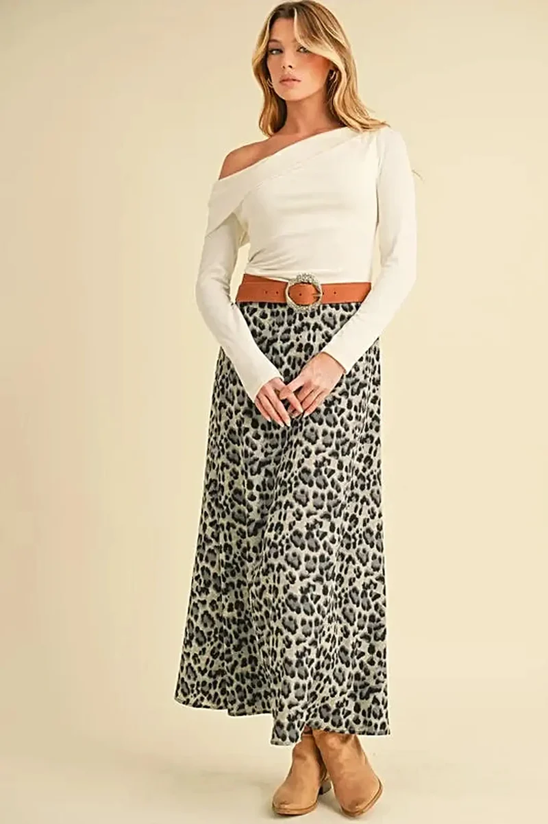 Trendy midi-rok met luipaardprint - chique en veelzijdig kledingstuk tot onder de knie.