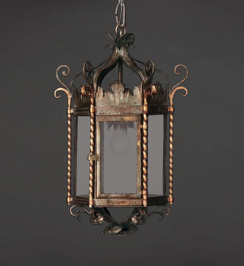 Casa Padrino Luxus Hängeleuchte Laterne Gold Ø 38 x H. 60 cm - Handgefertigte Laterne aus Schmiedeeisen - Luxus Kollektion - Edel & Prunkvoll