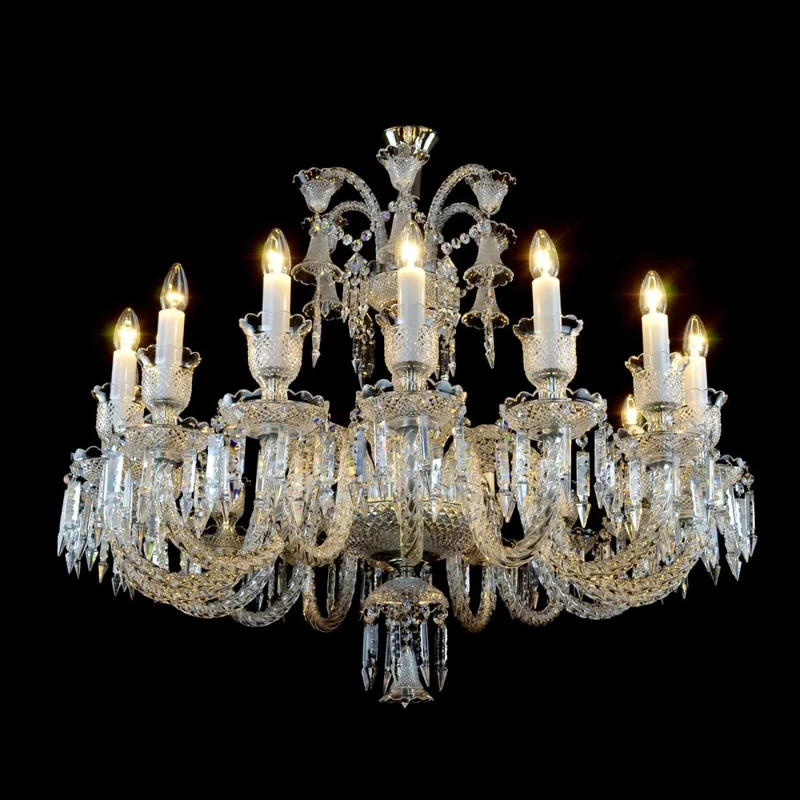 Casa Padrino Luxus Barock Kristall Kronleuchter Silber Ø 99 x H. 90 cm - Prunkvolle Messing Kronleuchter mit böhmischem Kristallglas - Barock Möbel - Edel & Prunkvoll