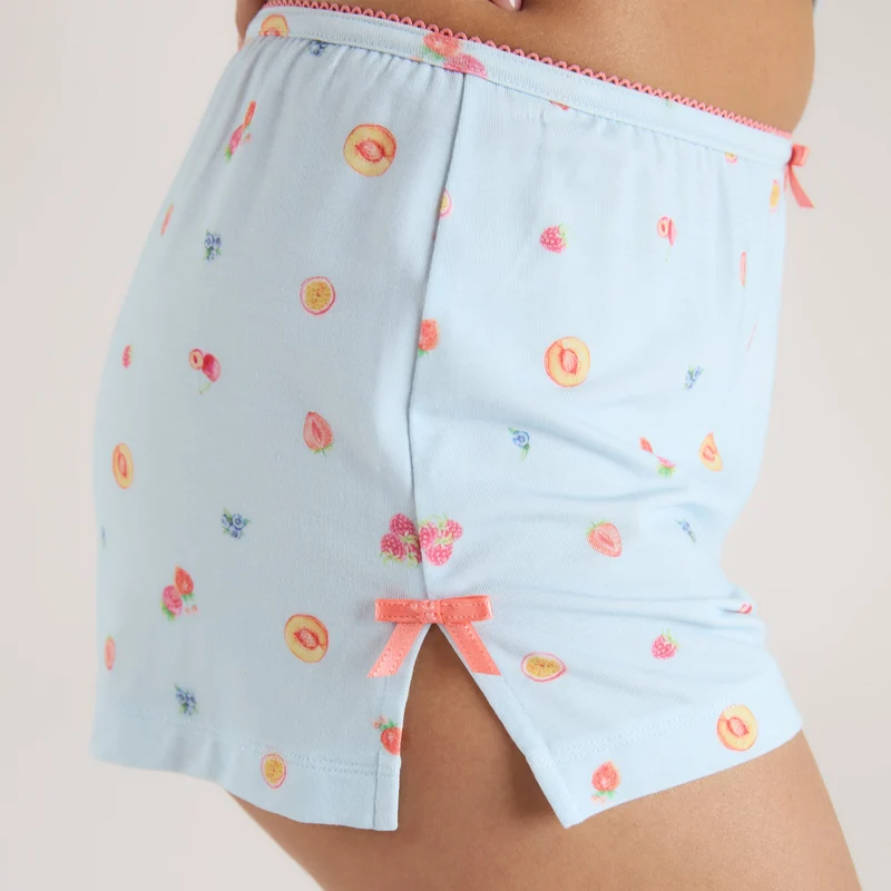 Modal Pyjama Shorts - Blauwe Fruitprint