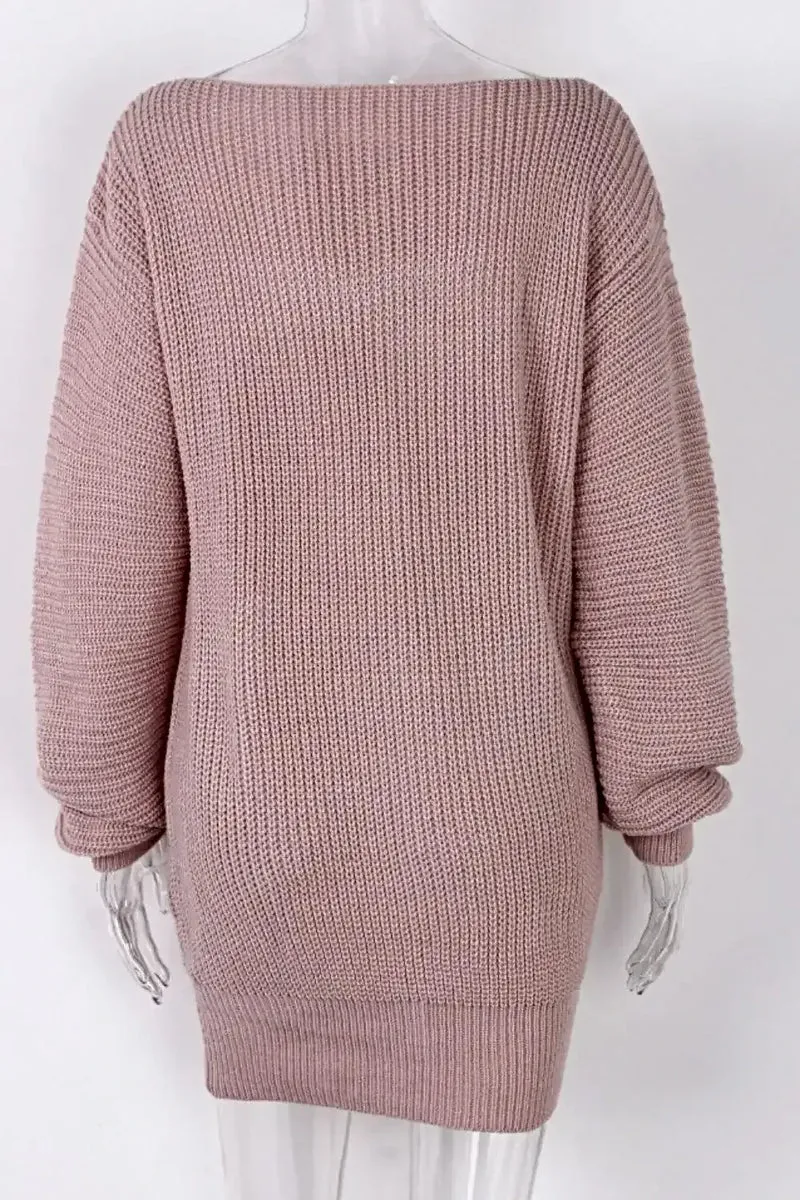 Truijurk met boothals: Mini-jurk van licht elastisch acryl met lange mouwen