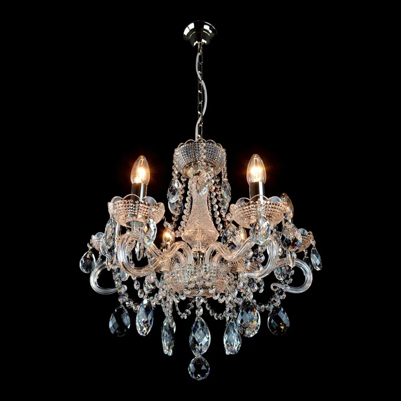 Casa Padrino Luxus Barock Kristall Kronleuchter Silber Ø 50 x H. 54 cm - Prunkvolle Messing Kronleuchter mit böhmischem Kristallglas - Barock Möbel - Edel & Prunkvoll