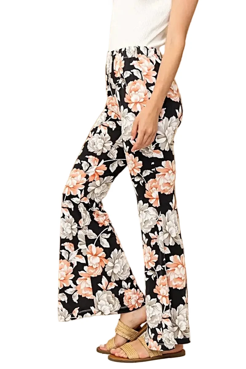 Uitlopende broek met wijde pijpen - Kreukvrije stretchstof, retro chique stijl met zakken