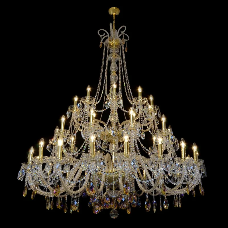 Casa Padrino Luxus Barock Kristall Kronleuchter Gold Ø 160 x H. 200 cm - Prunkvolle Messing Kronleuchter mit böhmischem Kristallglas - Barock Möbel - Edel & Prunkvoll