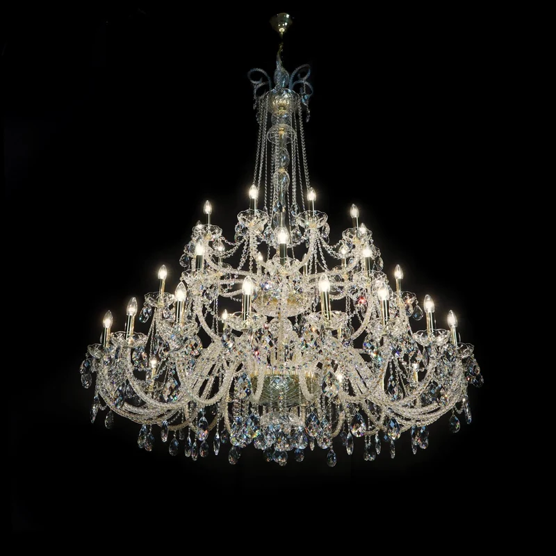 Casa Padrino Luxus Barock Kristall Kronleuchter Gold Ø 160 x H. 200 cm - Prunkvolle Messing Kronleuchter mit böhmischem Kristallglas - Barock Möbel - Edel & Prunkvoll