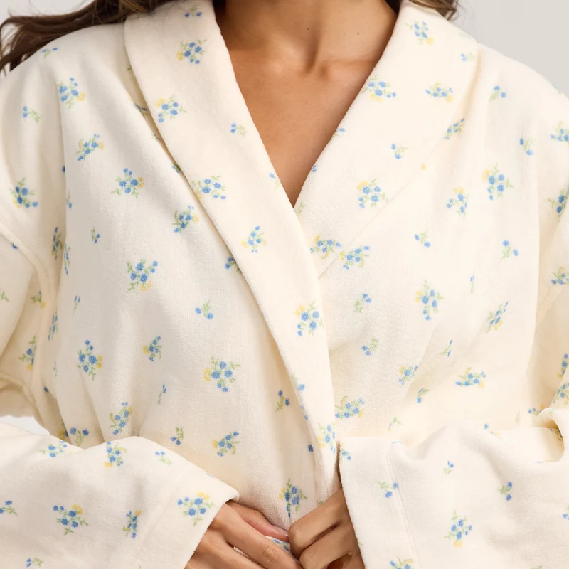 Towelling Badjas - Ditsy Bloemenprint