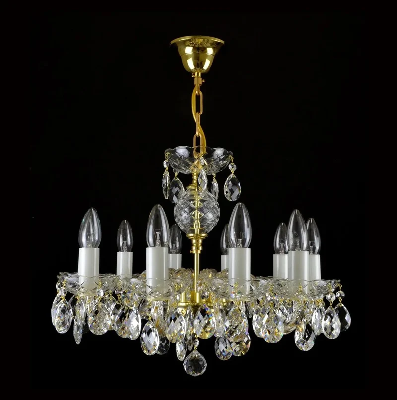 Casa Padrino Luxus Barock Kristall Kronleuchter Gold Ø 52 x H. 35 cm - Prunkvolle Messing Kronleuchter mit böhmischem Kristallglas - Barock Möbel - Edel & Prunkvoll