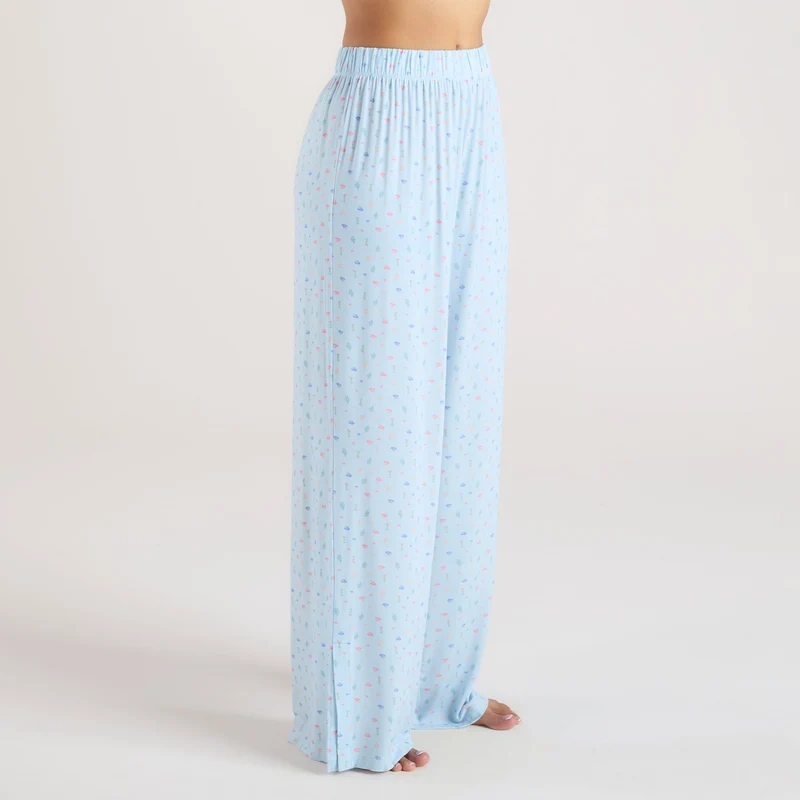 Modal Pyjamabroek - Blauwe Bloemenprint