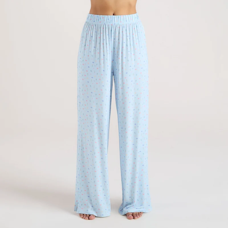 Modal Pyjamabroek - Blauwe Bloemenprint