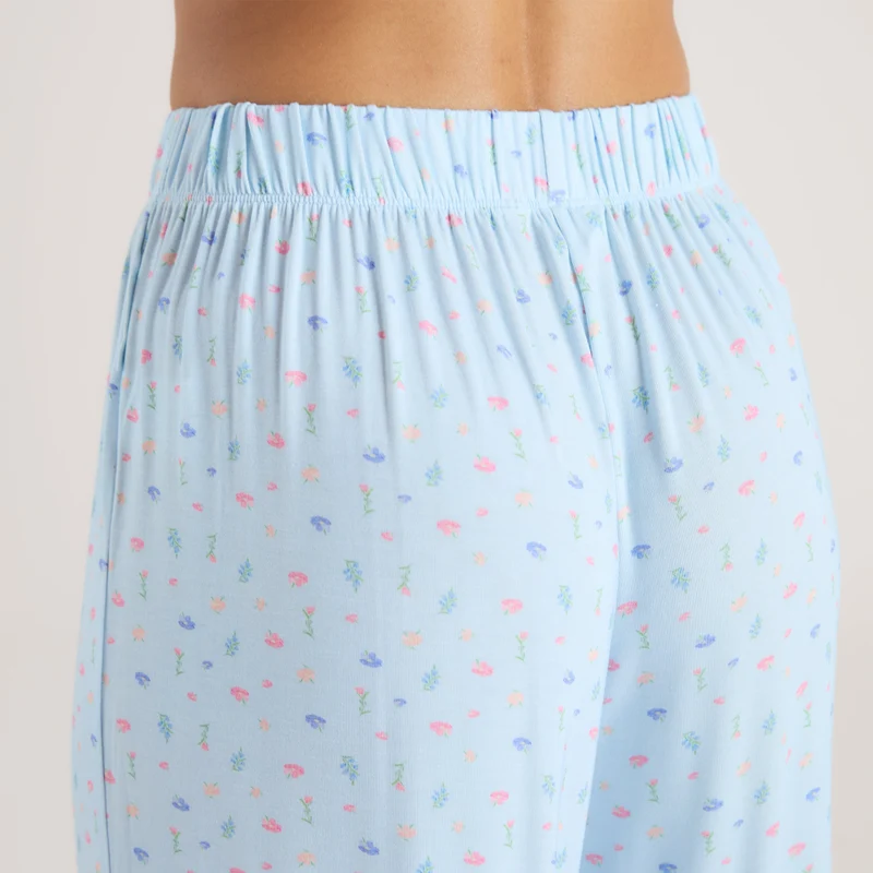 Modal Pyjamabroek - Blauwe Bloemenprint