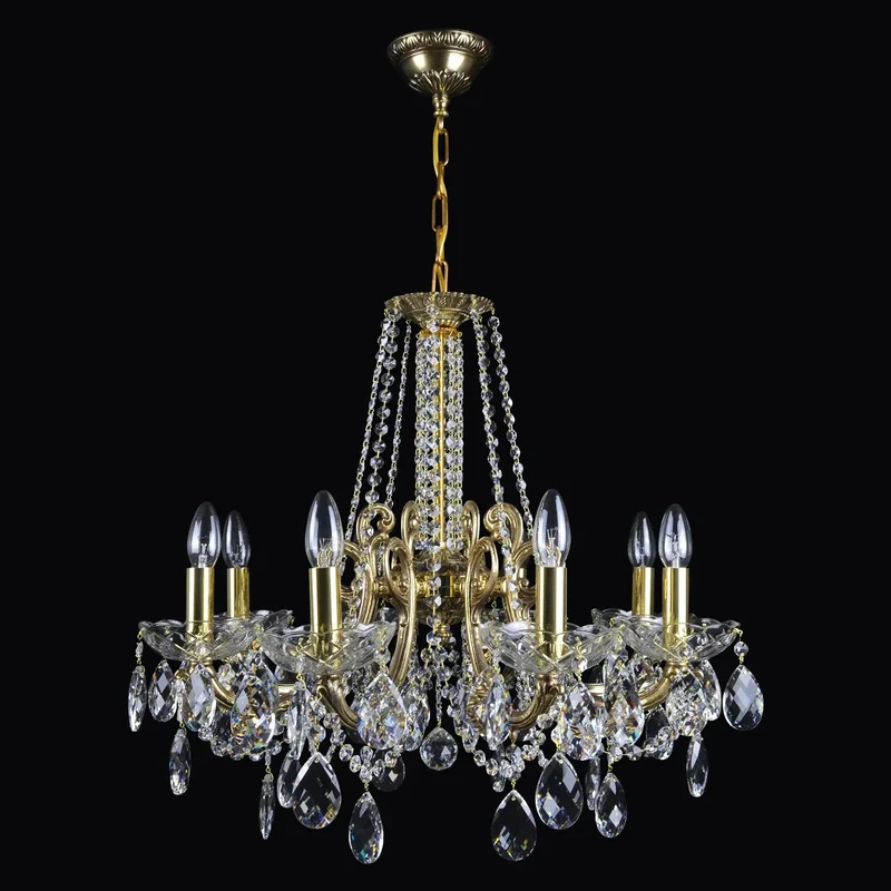 Casa Padrino Luxus Barock Kristall Kronleuchter Gold Ø 58 x H. 50 cm - Prunkvolle Messing Kronleuchter mit böhmischem Kristallglas - Barock Möbel - Edel & Prunkvoll