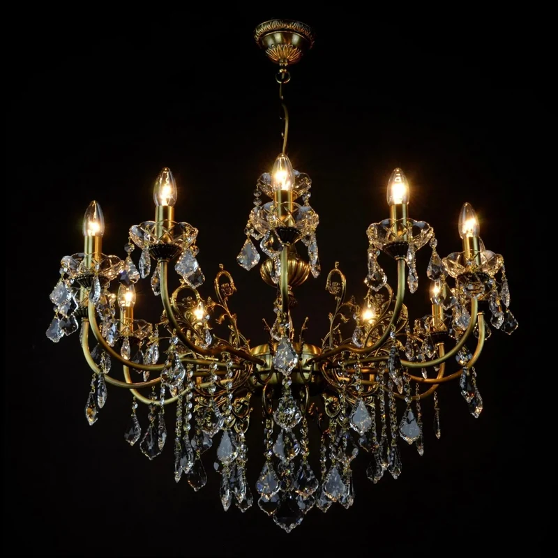 Casa Padrino Luxus Barock Kristall Kronleuchter Gold Ø 83 x H. 60 cm - Prunkvolle Messing Kronleuchter mit böhmischem Kristallglas - Barock Möbel - Edel & Prunkvoll