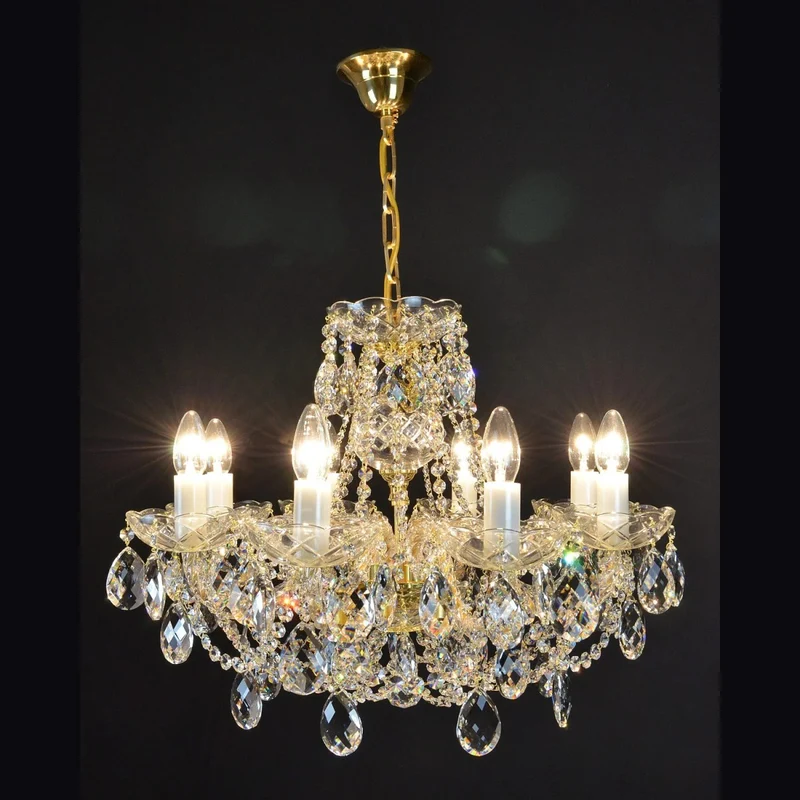Casa Padrino Luxus Barock Kristall Kronleuchter Gold Ø 60 x H. 44 cm - Prunkvolle Messing Kronleuchter mit böhmischem Kristallglas - Barock Möbel - Edel & Prunkvoll