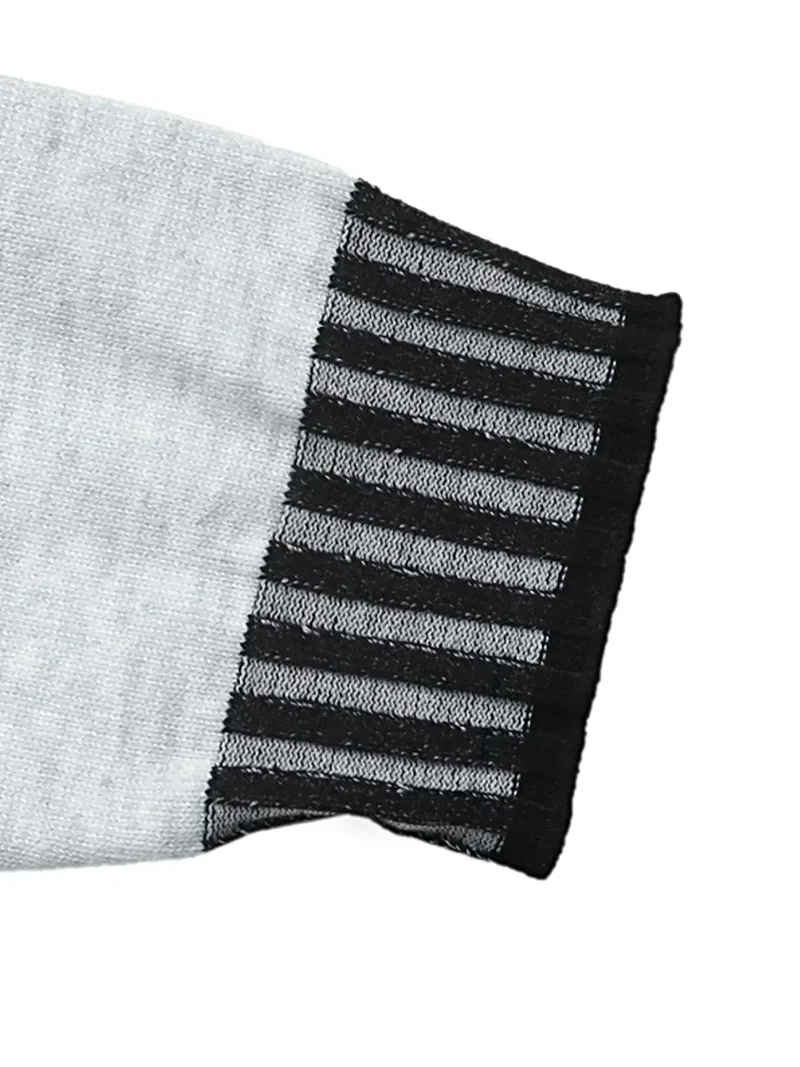 Trui-jurk met gestreepte bies en strikceintuur - elegante, licht elastische gebreide midi-jurk met ceintuur