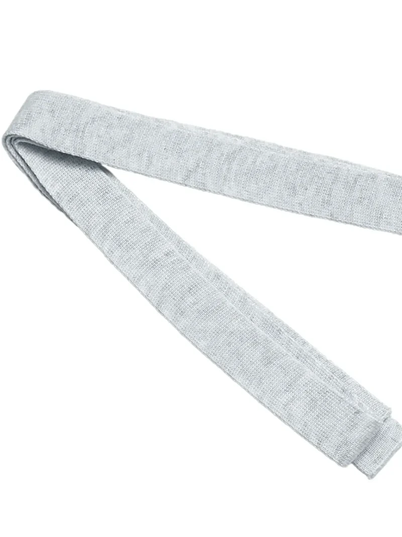 Trui-jurk met gestreepte bies en strikceintuur - elegante, licht elastische gebreide midi-jurk met ceintuur