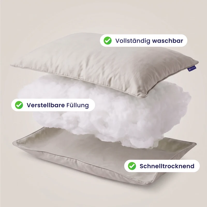 Zelesta Comfort Waschbares & Anpassbares Kopfkissen - Grau