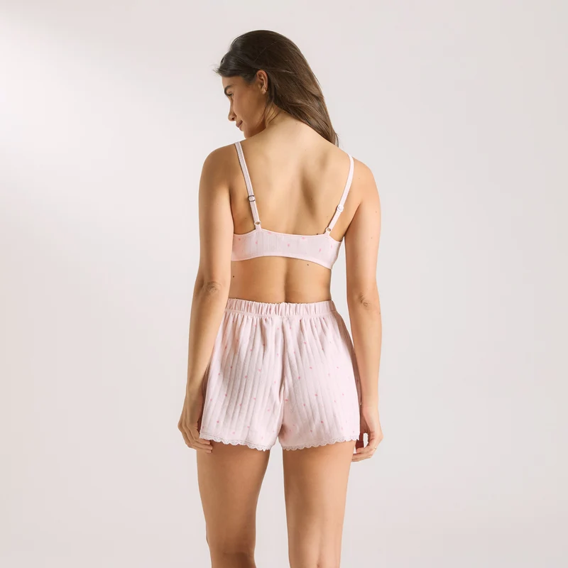 Pointelle Bralette - Roze Bloemenprint
