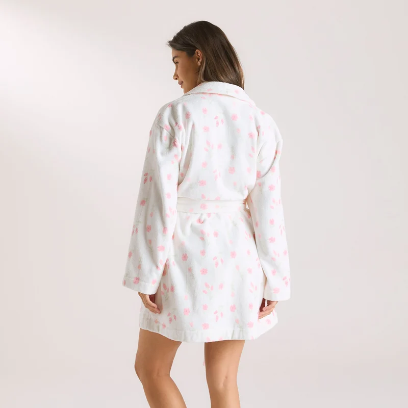 Korte Towelling Kamerjas - Bloemenprint