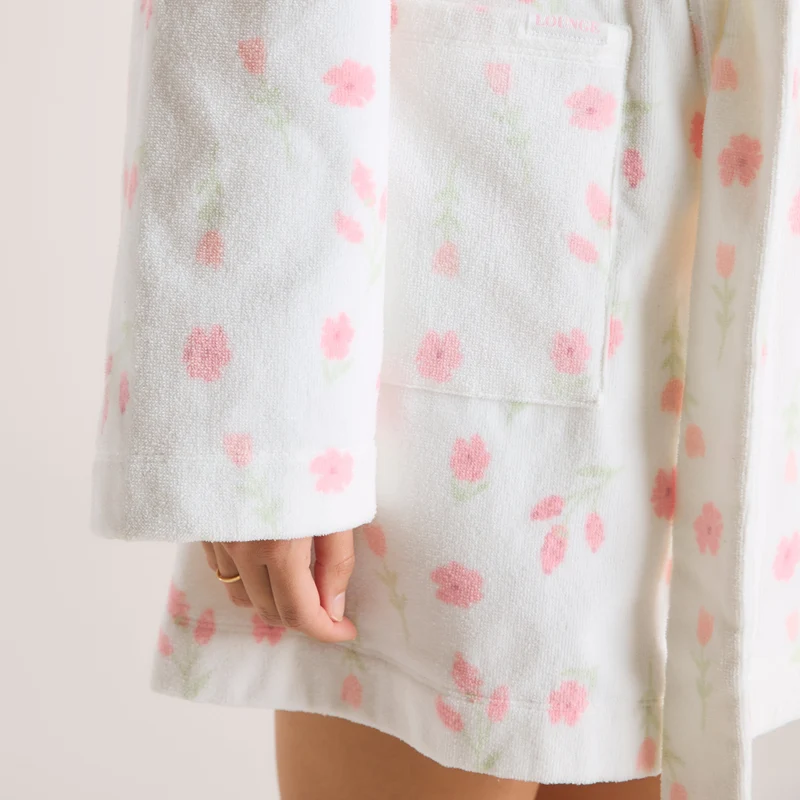 Korte Towelling Kamerjas - Bloemenprint