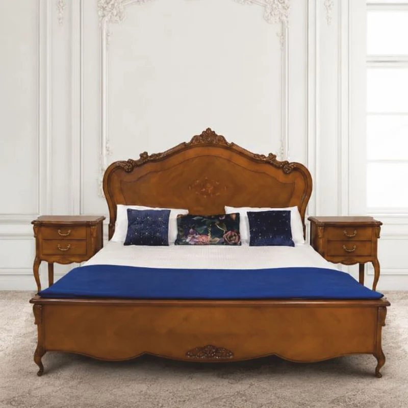 Casa Padrino Luxus Barock Schlafzimmer Set Braun 180 x 200 cm - 1 Doppelbett mit Kopfteil & 2 Nachttische - Barock Schlafzimmer Möbel