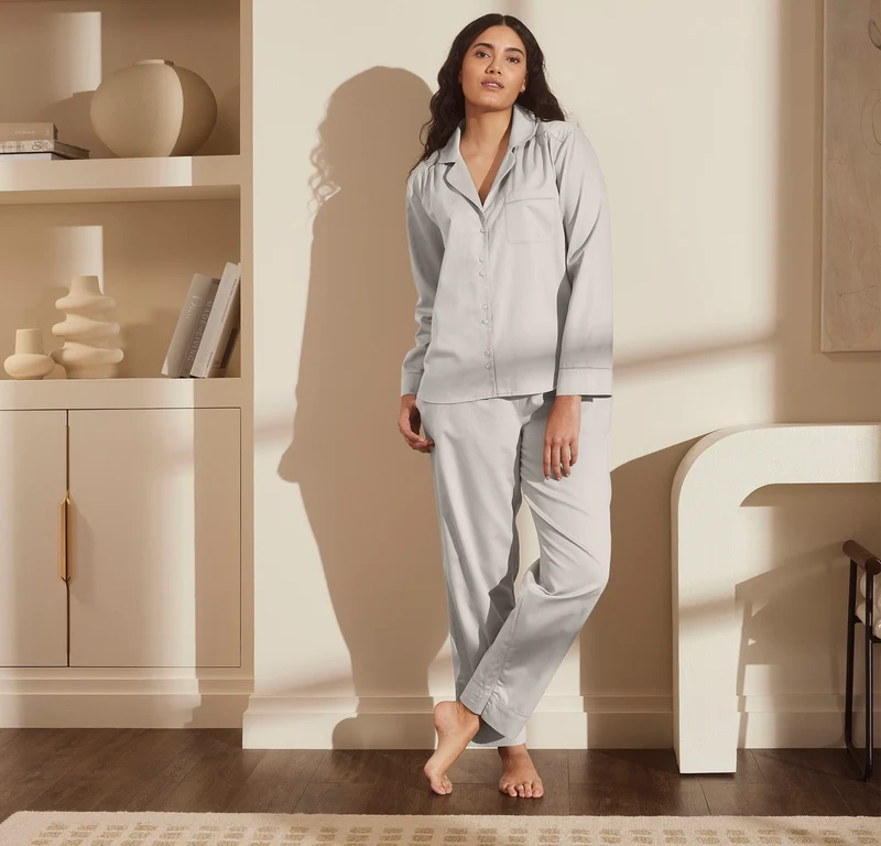 Signature Long Sleeve & Pants Pajama Set - Pewter