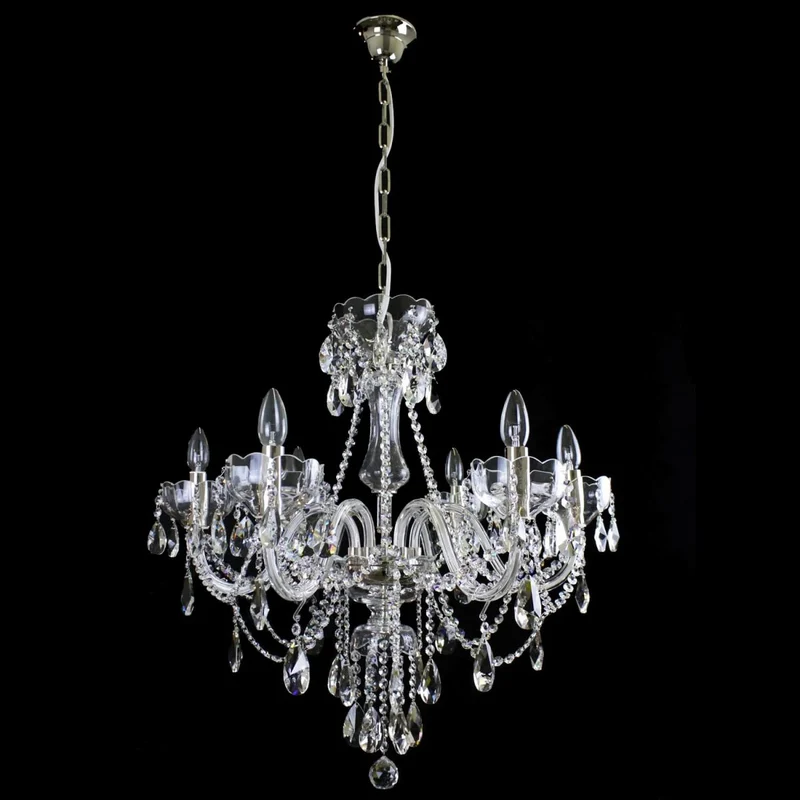 Casa Padrino Luxus Barock Kristall Kronleuchter Silber Ø 68 x H. 70 cm - Prunkvolle Messing Kronleuchter mit böhmischem Kristallglas - Barock Möbel - Edel & Prunkvoll