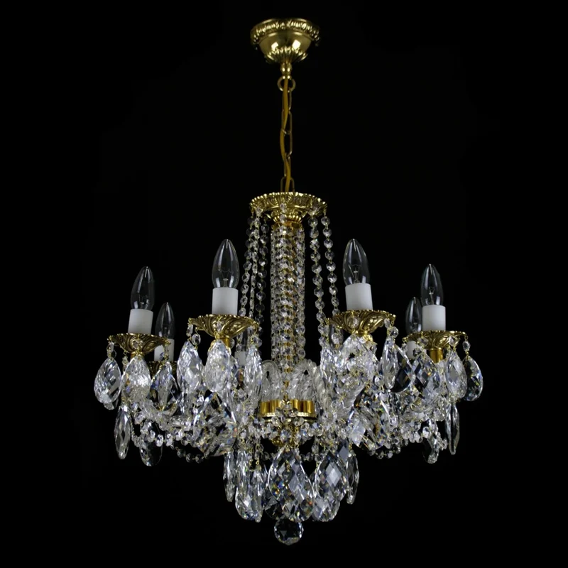 Casa Padrino Luxus Barock Kristall Kronleuchter Gold Ø 56 x H. 52 cm - Prunkvolle Messing Kronleuchter mit böhmischem Kristallglas - Barock Möbel - Edel & Prunkvoll
