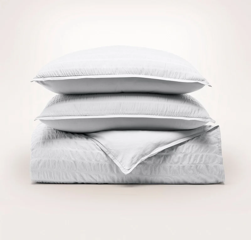 Relaxed Seersucker Duvet Set - Sky
