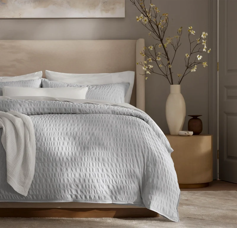 Relaxed Seersucker Duvet Set - Sky