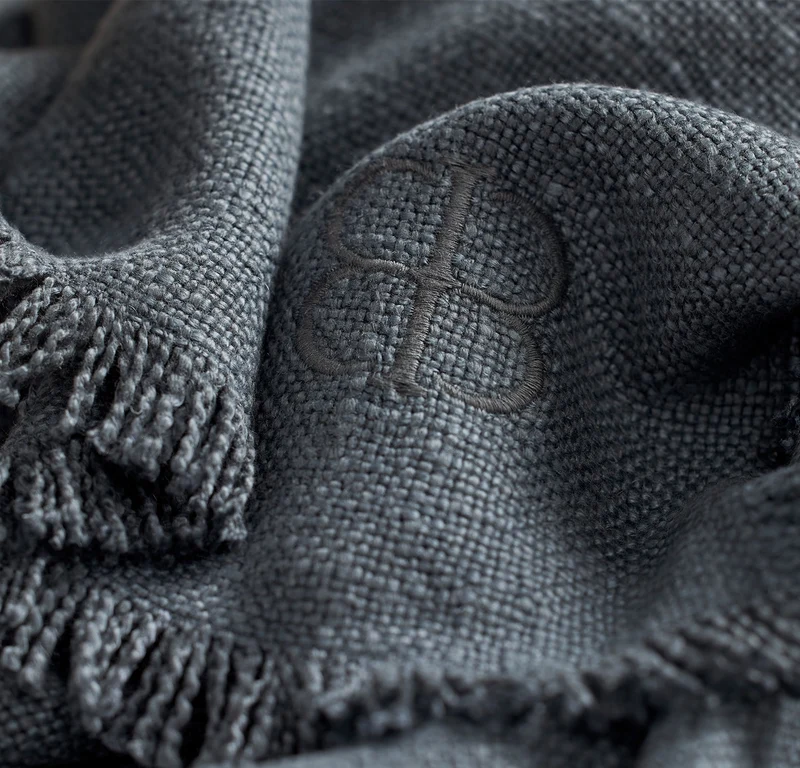 Relaxed Linen Blend Throw Blanket - Deep Bluestone