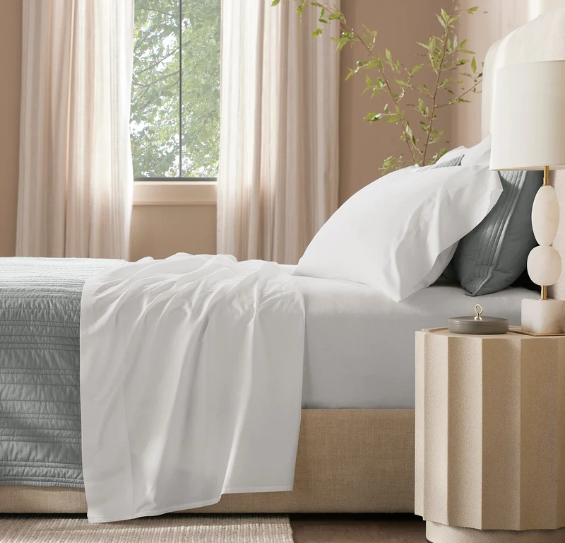 Signature Hemmed Sheet Set - White Textured Stripe