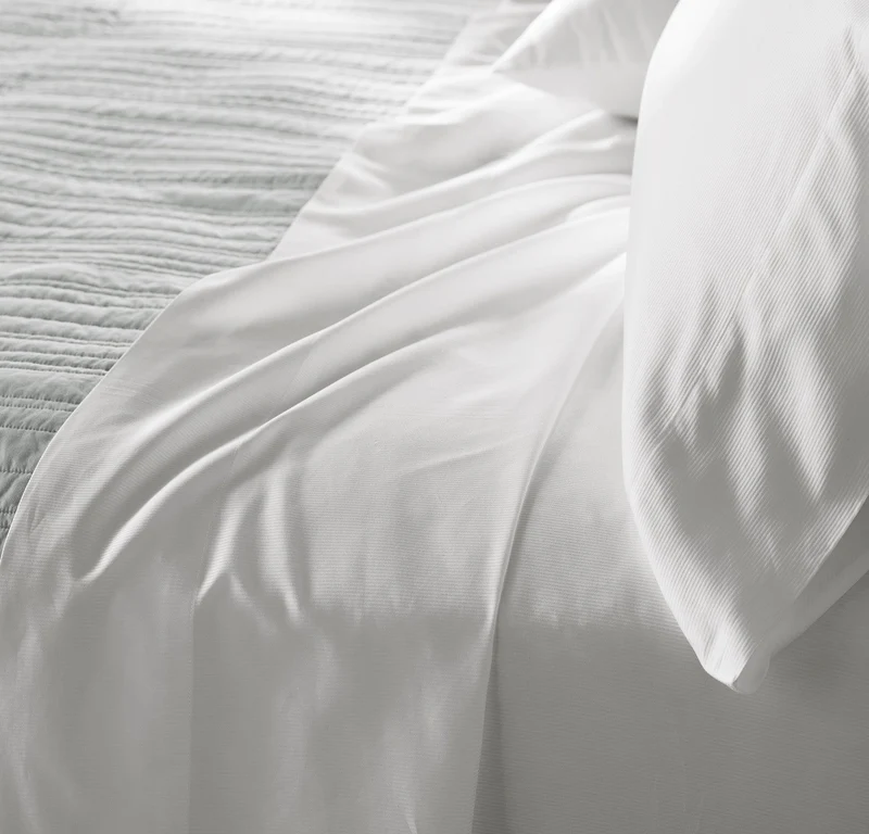Signature Hemmed Fabric Swatch - White Textured Stripe