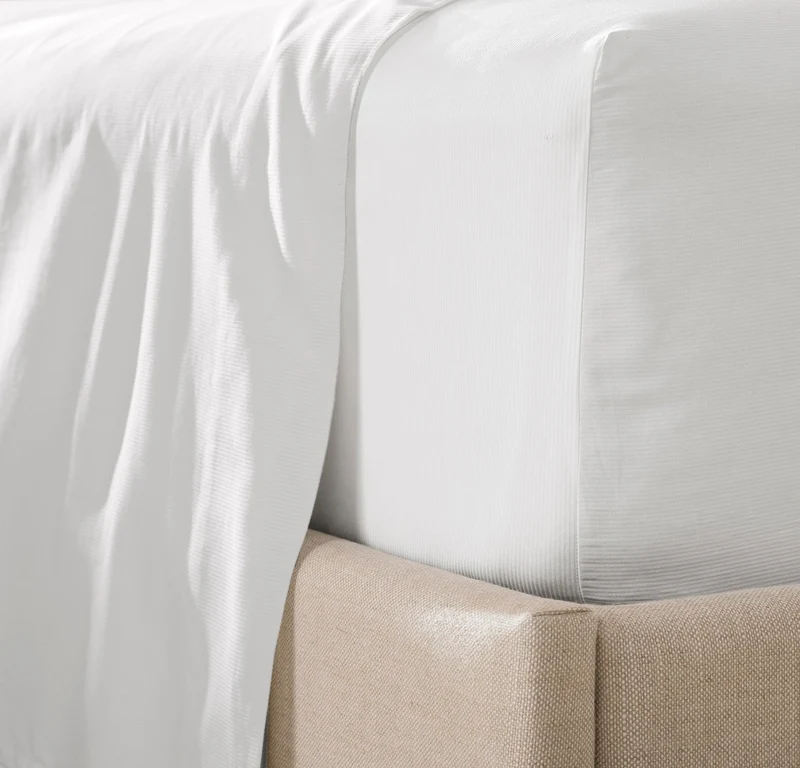 Signature Hemmed Sheet Set - White Textured Stripe