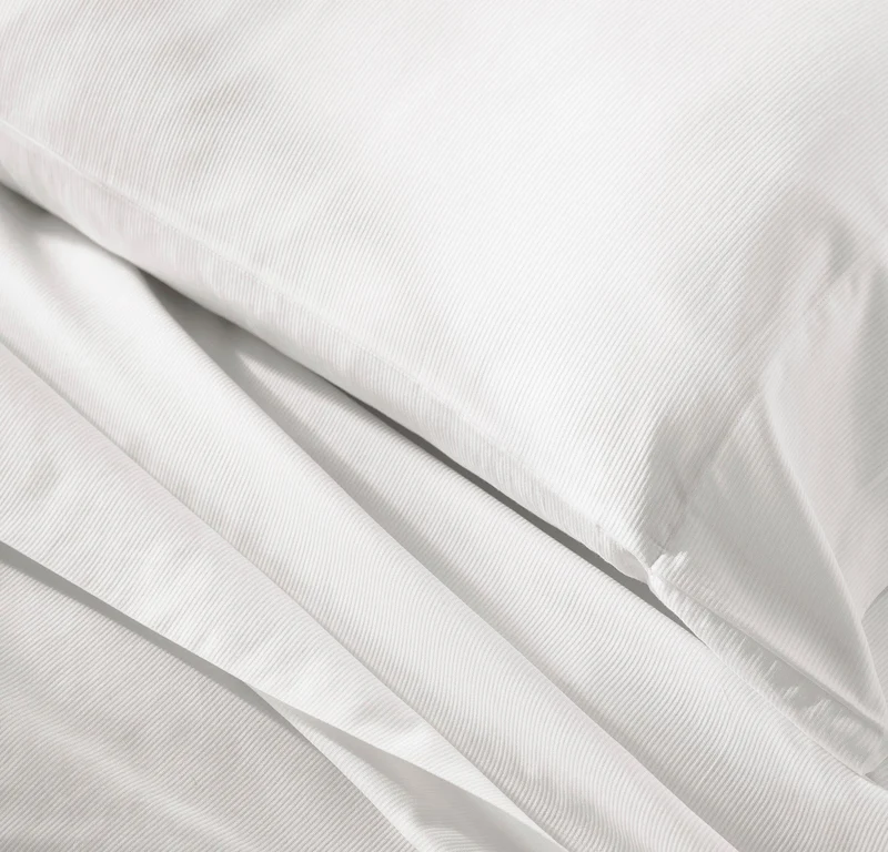 Signature Hemmed Sheet Set - White Textured Stripe
